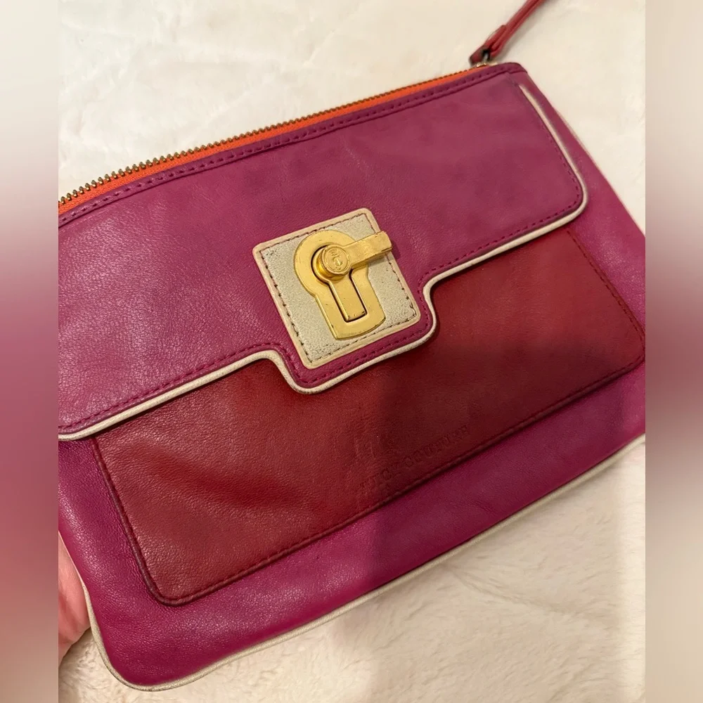 Vintage Y2K Juicy Couture 100% Leather‎ Color Block Wristlet